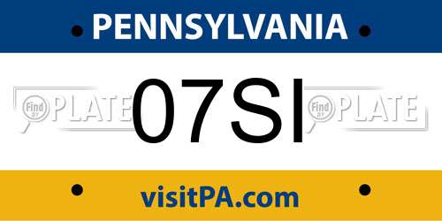 07SI Pennsylvania License Plate