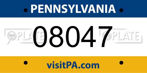 08047 Pennsylvania License Plate