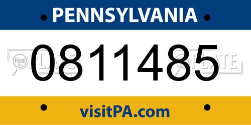 0811485 Pennsylvania License Plate