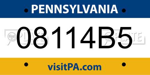 08114B5 Pennsylvania License Plate