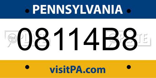 08114B8 Pennsylvania License Plate