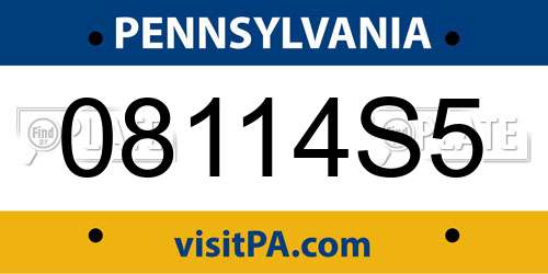 08114S5 Pennsylvania License Plate