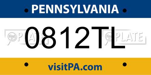 0812TL Pennsylvania License Plate