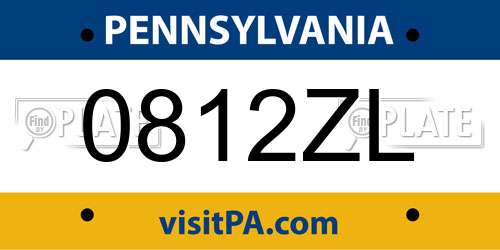 0812ZL Pennsylvania License Plate
