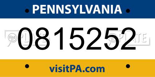 0815252 Pennsylvania License Plate