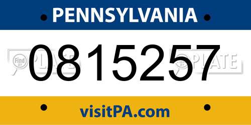 0815257 Pennsylvania License Plate