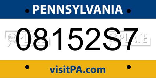 08152S7 Pennsylvania License Plate
