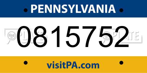 0815752 Pennsylvania License Plate