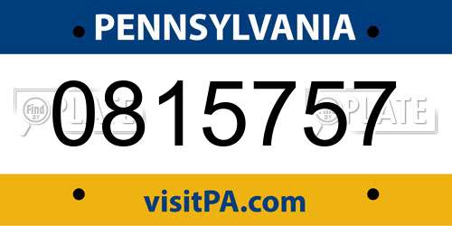0815757 Pennsylvania License Plate