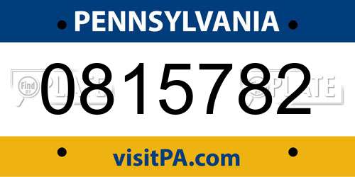 0815782 Pennsylvania License Plate