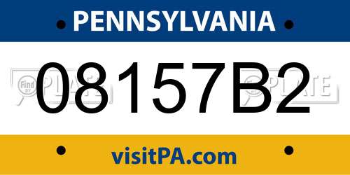08157B2 Pennsylvania License Plate