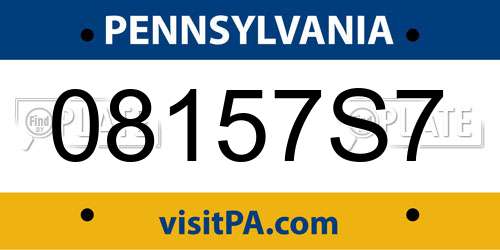 08157S7 Pennsylvania License Plate