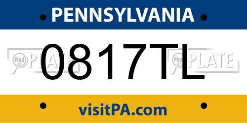 0817TL Pennsylvania License Plate