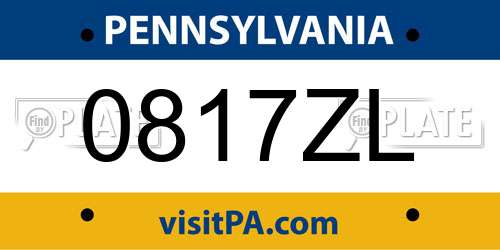 0817ZL Pennsylvania License Plate