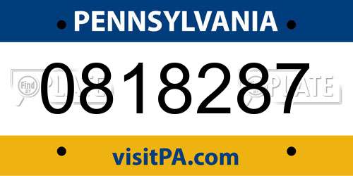 0818287 Pennsylvania License Plate