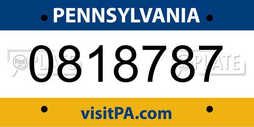 0818787 Pennsylvania License Plate