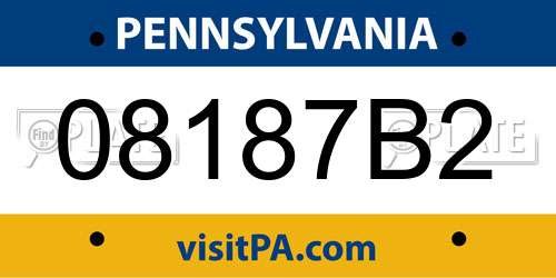 08187B2 Pennsylvania License Plate