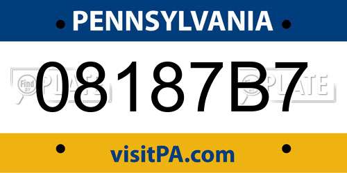 08187B7 Pennsylvania License Plate