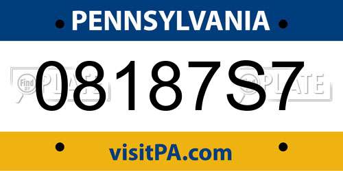 08187S7 Pennsylvania License Plate