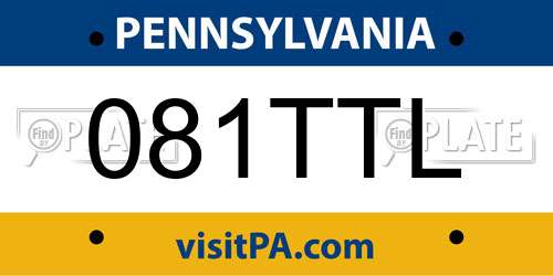 081TTL Pennsylvania License Plate