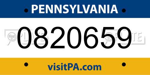 0820659 Pennsylvania License Plate