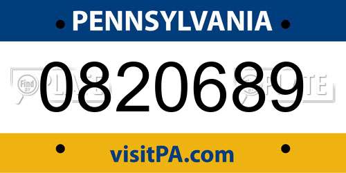 0820689 Pennsylvania License Plate