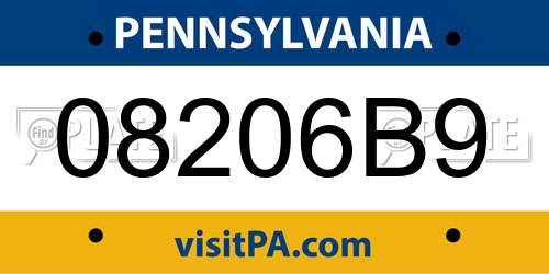 08206B9 Pennsylvania License Plate