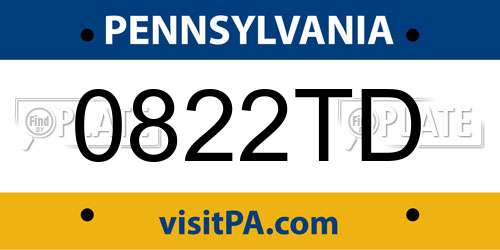 0822TD Pennsylvania License Plate