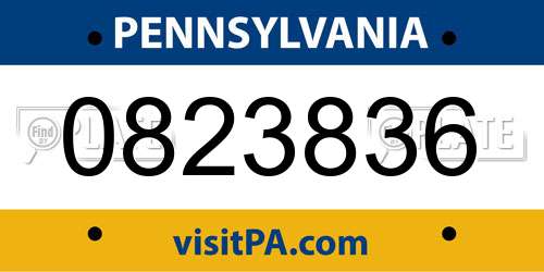 0823836 Pennsylvania License Plate