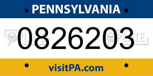 0826203 Pennsylvania License Plate