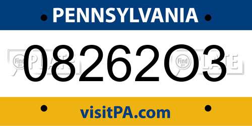 08262O3 Pennsylvania License Plate