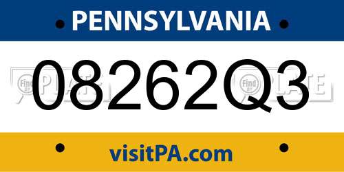 08262Q3 Pennsylvania License Plate