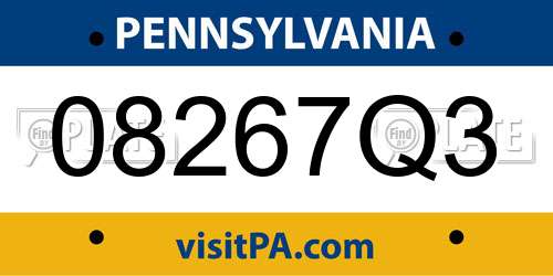 08267Q3 Pennsylvania License Plate