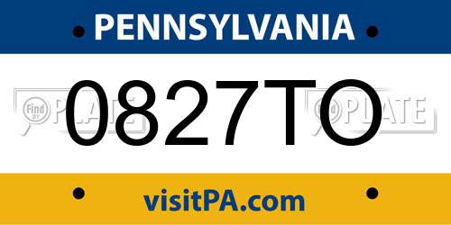 0827TO Pennsylvania License Plate