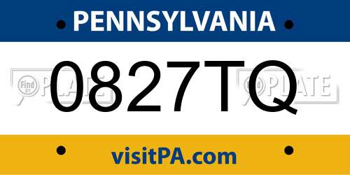 0827TQ Pennsylvania License Plate
