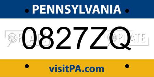 0827ZQ Pennsylvania License Plate