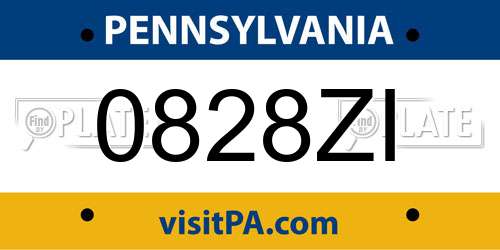 0828ZI Pennsylvania License Plate