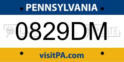 0829DM Pennsylvania License Plate