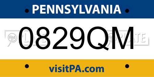 0829QM Pennsylvania License Plate