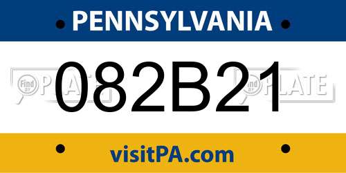 082B21 Pennsylvania License Plate