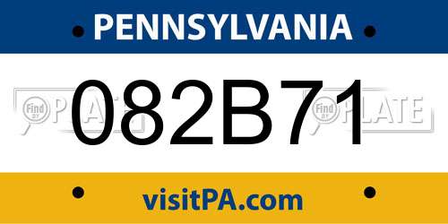 082B71 Pennsylvania License Plate
