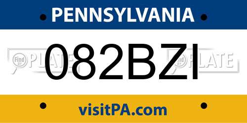 082BZI Pennsylvania License Plate