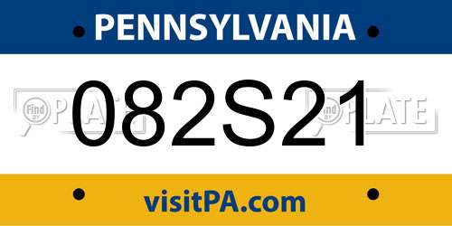 082S21 Pennsylvania License Plate