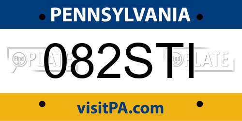 082STI Pennsylvania License Plate