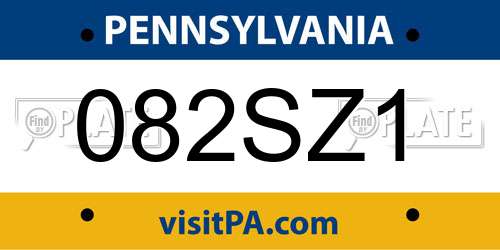 082SZ1 Pennsylvania License Plate