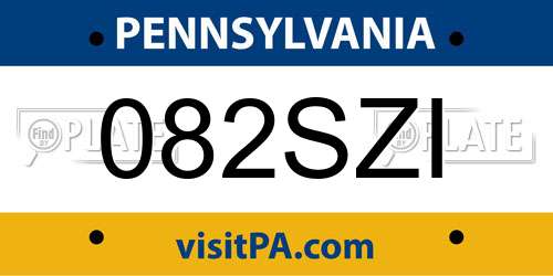 082SZI Pennsylvania License Plate