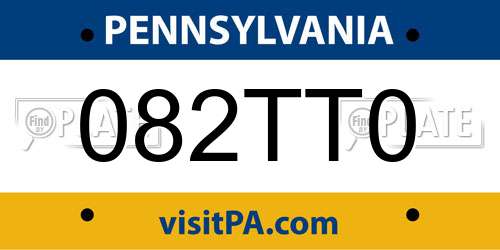 082TT0 Pennsylvania License Plate