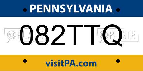 082TTQ Pennsylvania License Plate