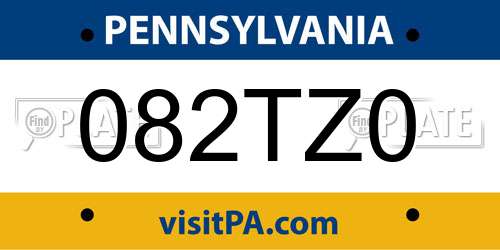 082TZ0 Pennsylvania License Plate