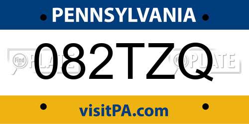 082TZQ Pennsylvania License Plate